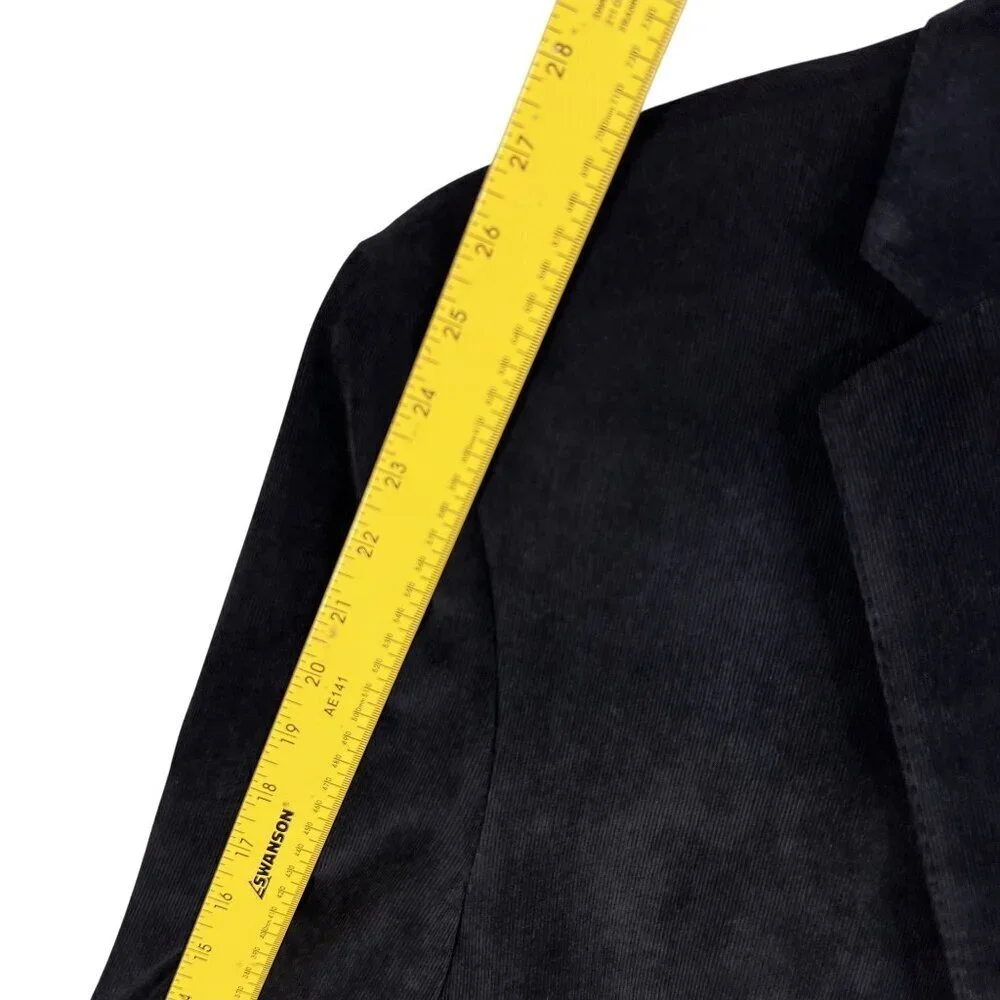 Calvin Klein Mens 46R Black Corduroy Blazer Sport Coat Double Vented Holiday
